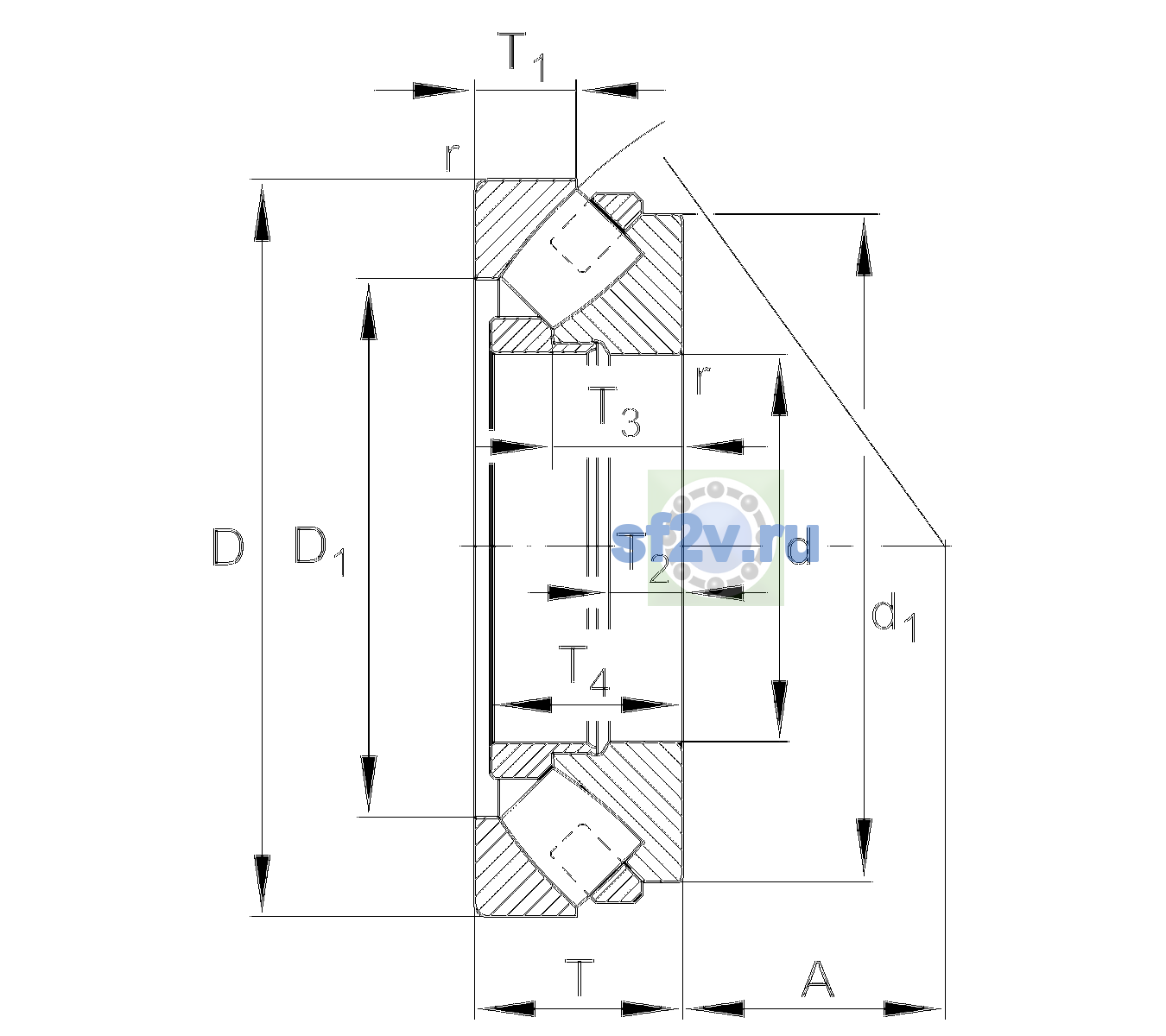 Схема подшипника 294/630-E1-XL-MB