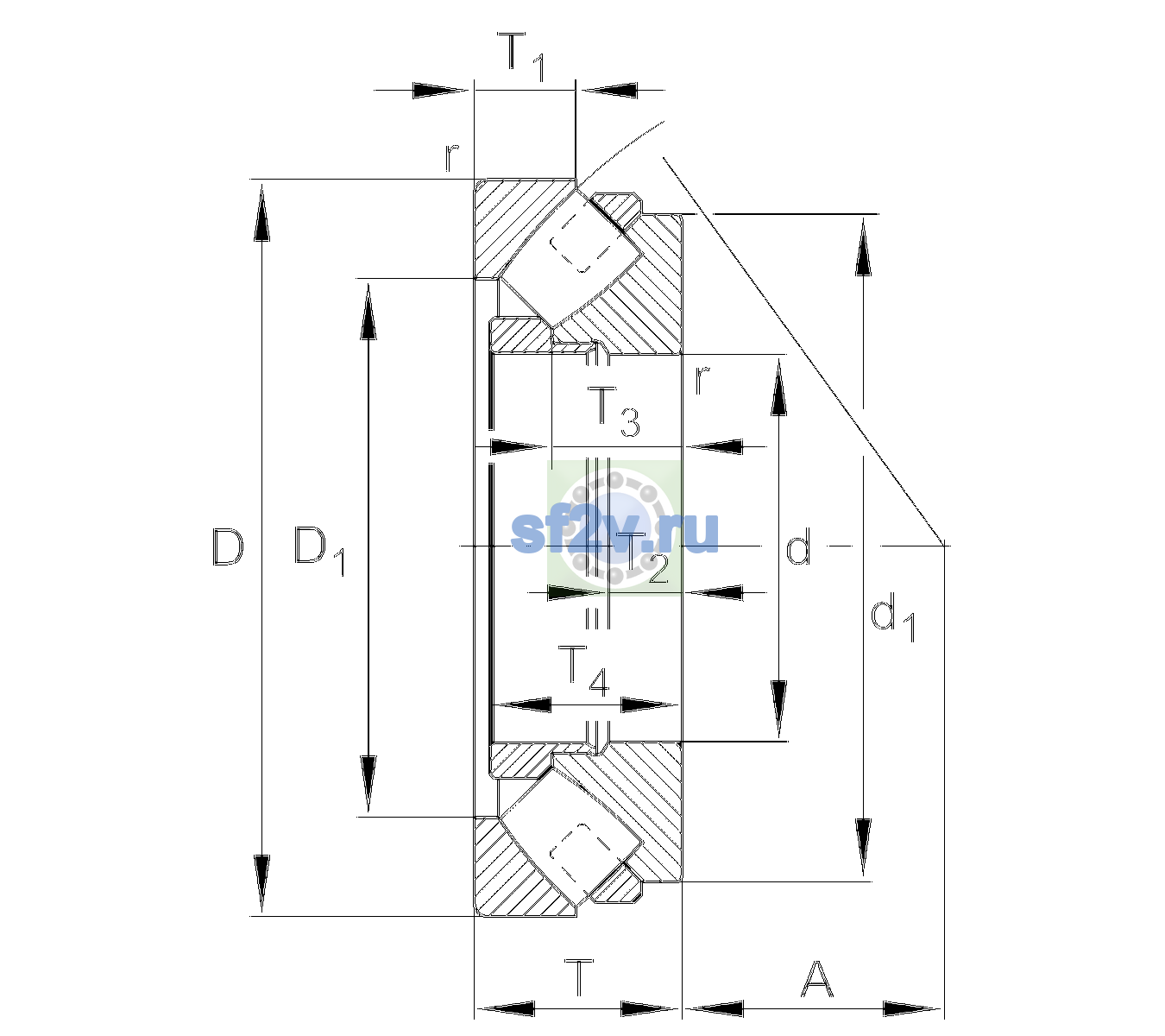 Схема подшипника 294/630-E1-XL-MB-THI
