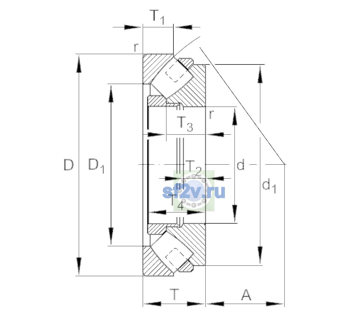 Схема подшипника 294/630-E1-XL-N1-MB