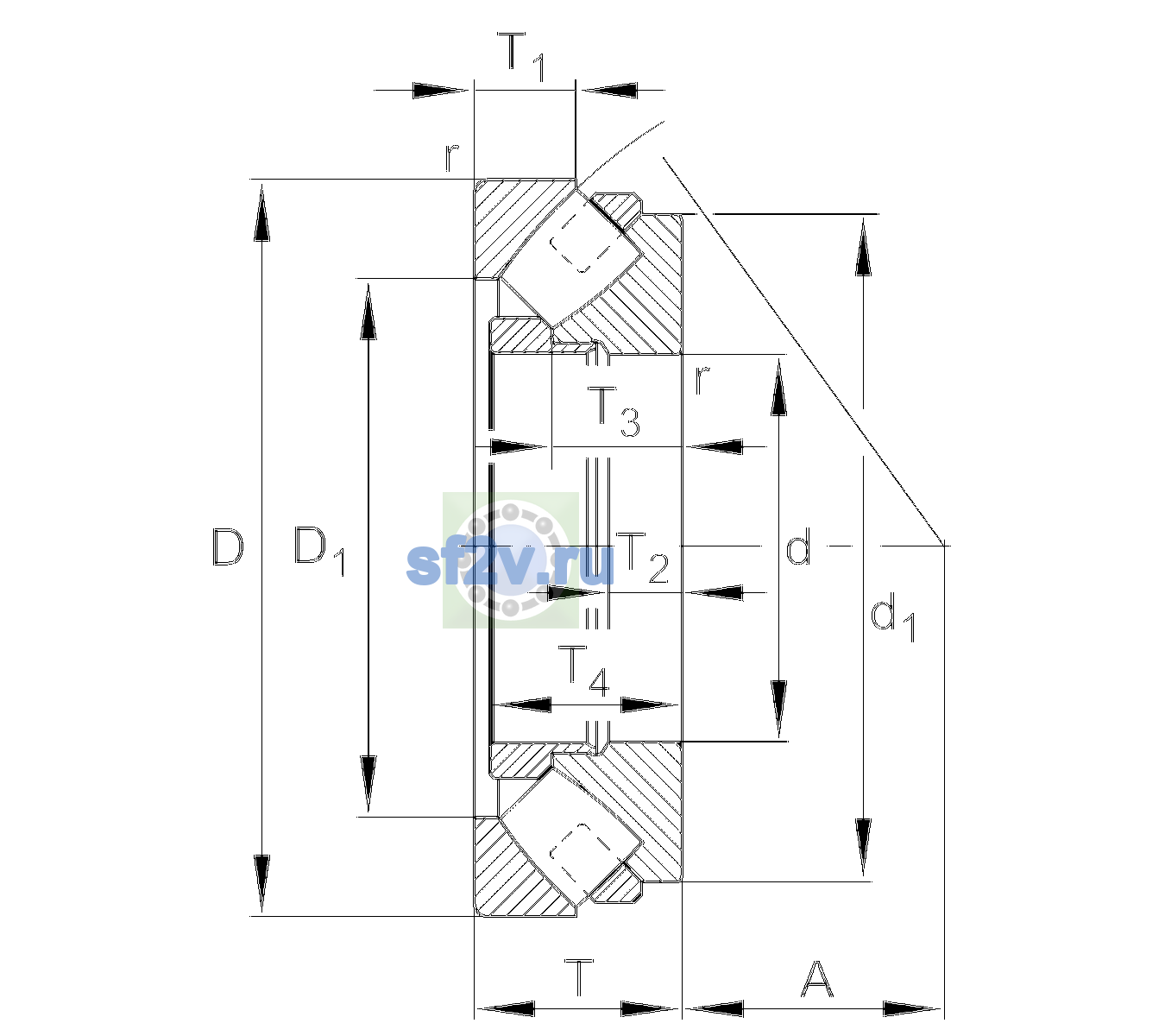 Схема подшипника 29488-E1-XL-MB-THI