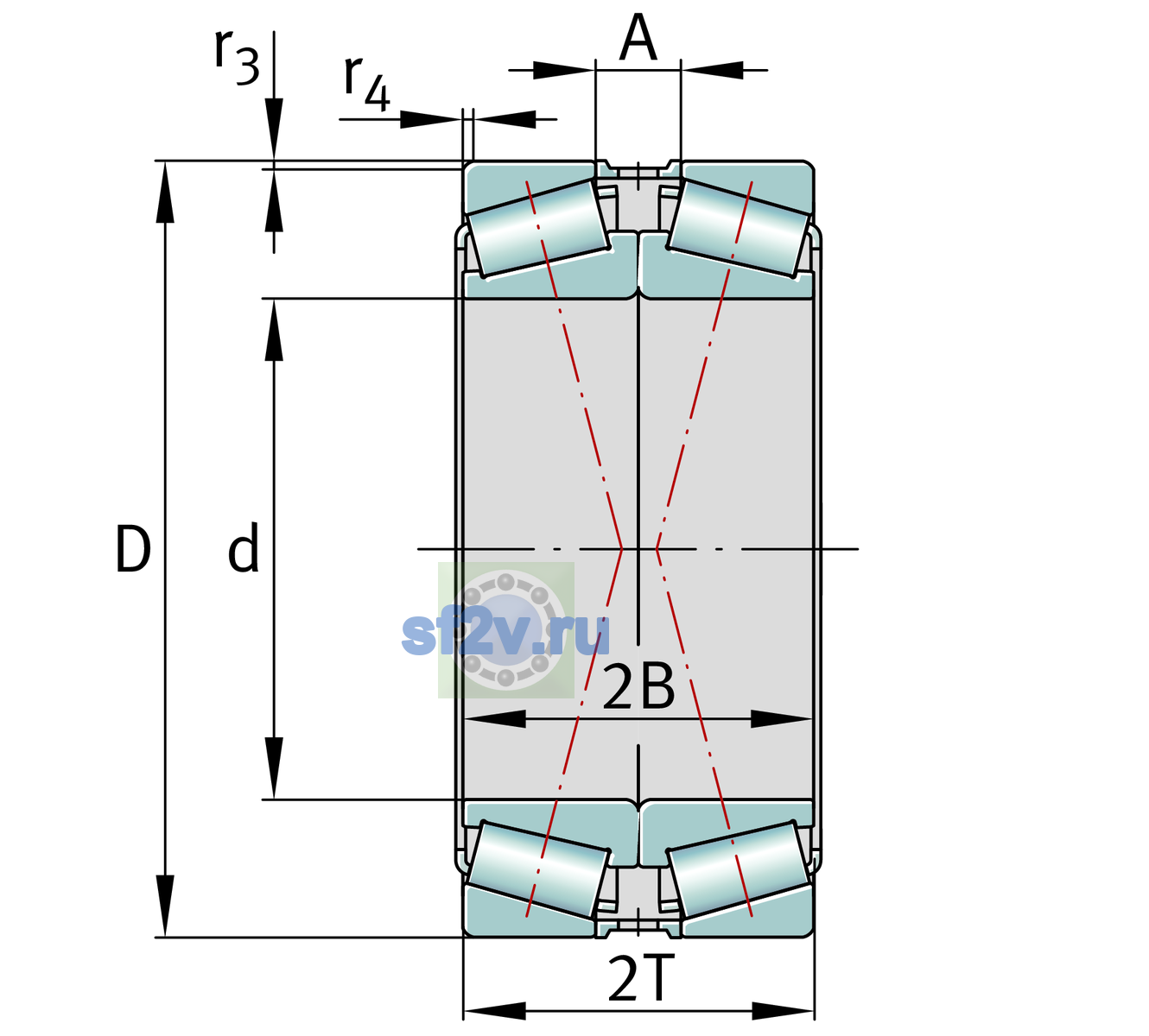 Схема подшипника 30212-XL-DF-A0-35