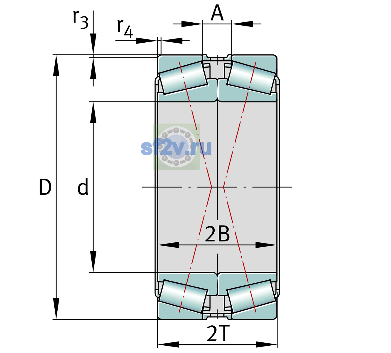 Схема подшипника 30220-A-DF-A80-120