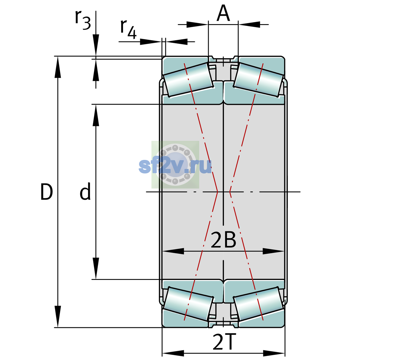 Схема подшипника 30220-XL-DF-A0-40