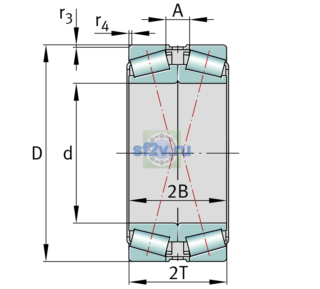 Схема подшипника 30222-XL-DF-A0-35