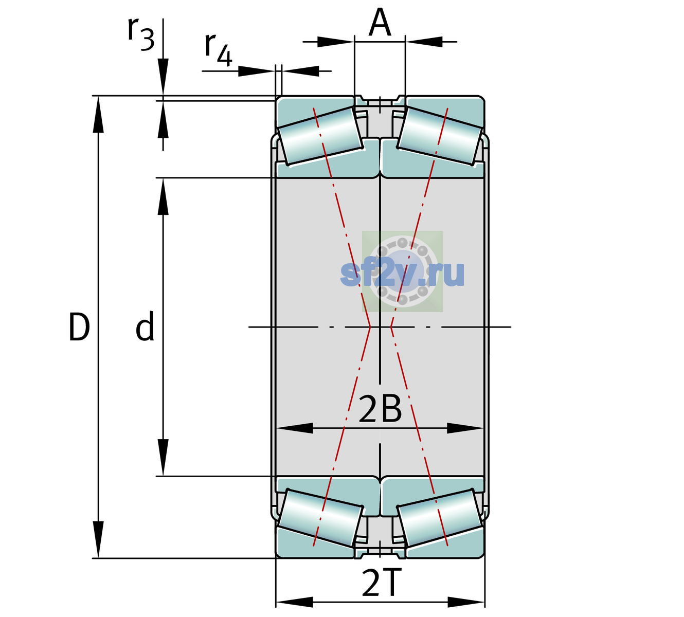 Схема подшипника 30228-XL-DF-A0-45