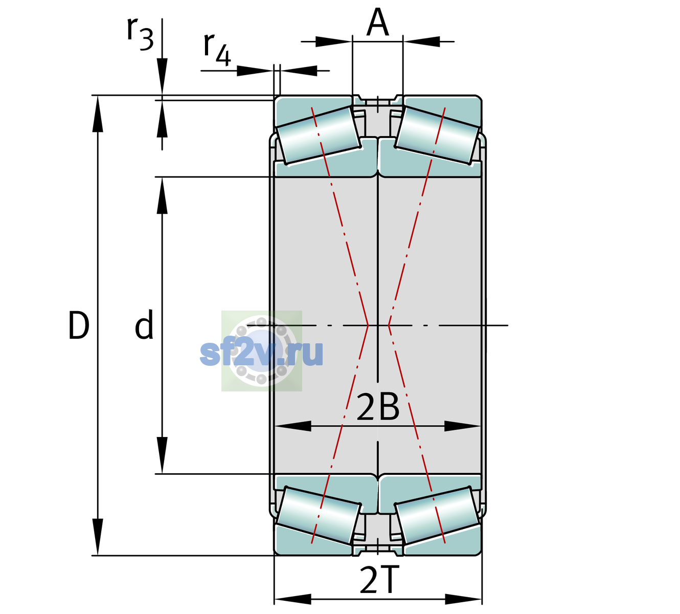 Схема подшипника 30236-XL-DF-A250-300