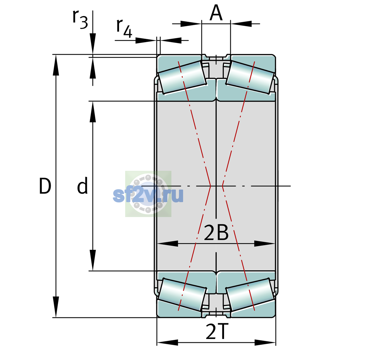 Схема подшипника 30240-XL-DF-A550-600