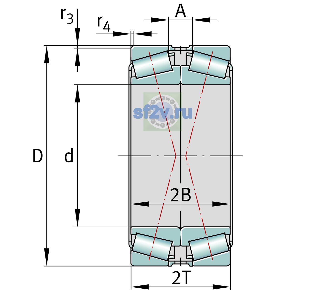 Схема подшипника 30240-XL-DF-J30PC-A450-500