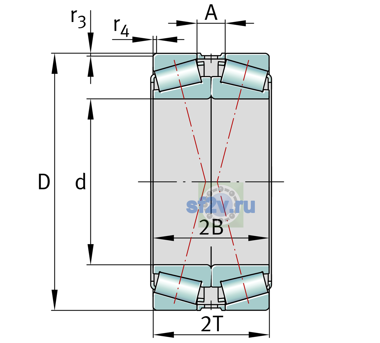 Схема подшипника 31308-XL-DF-A0-35