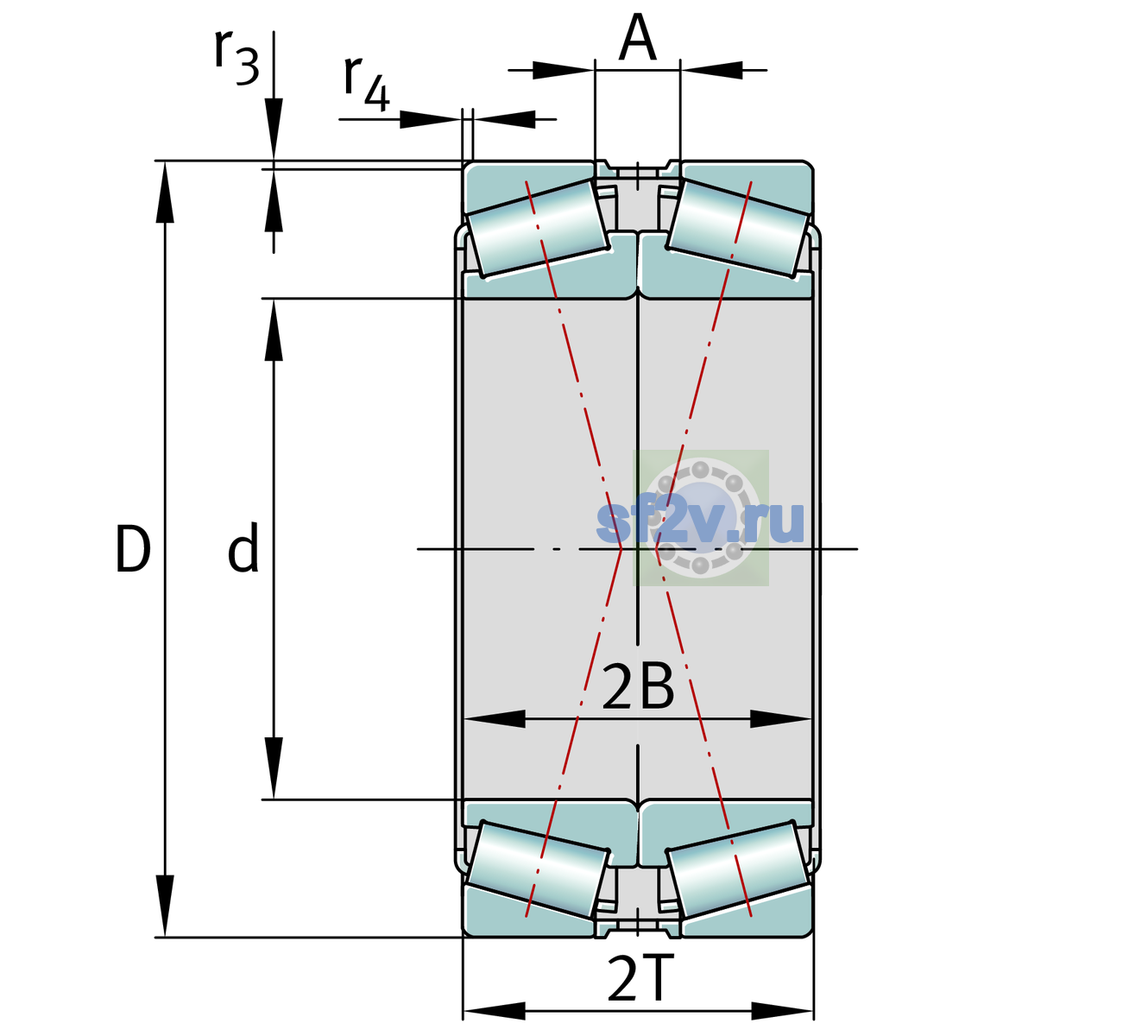 Схема подшипника 31312-XL-DF-A0-35