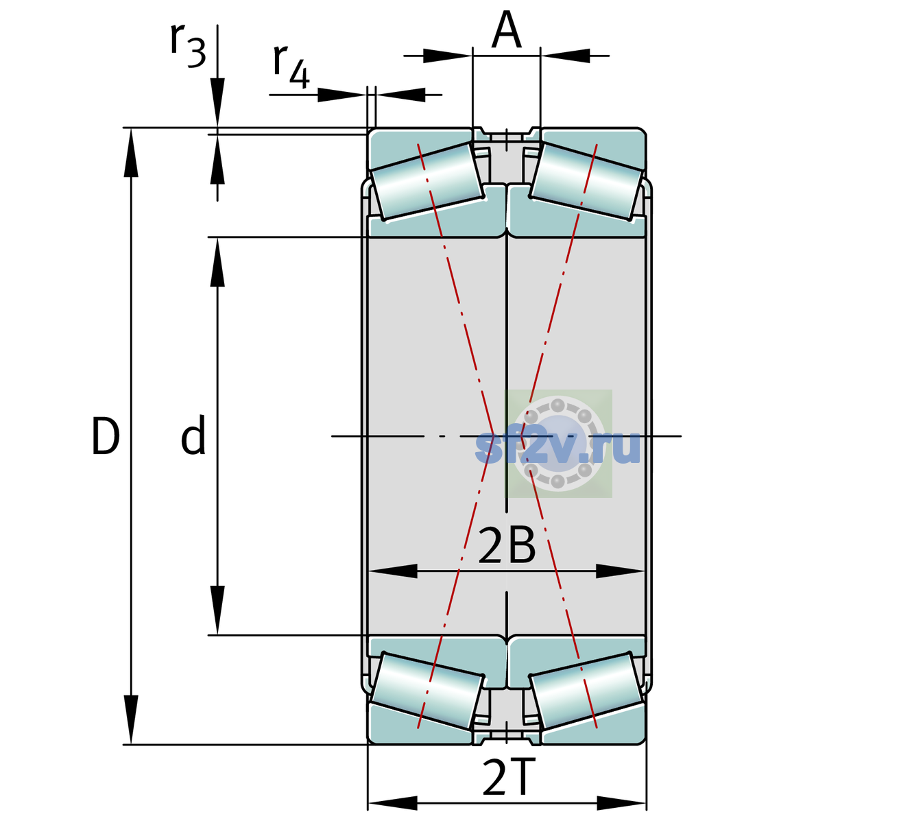 Схема подшипника 31316-XL-DF-A120-160