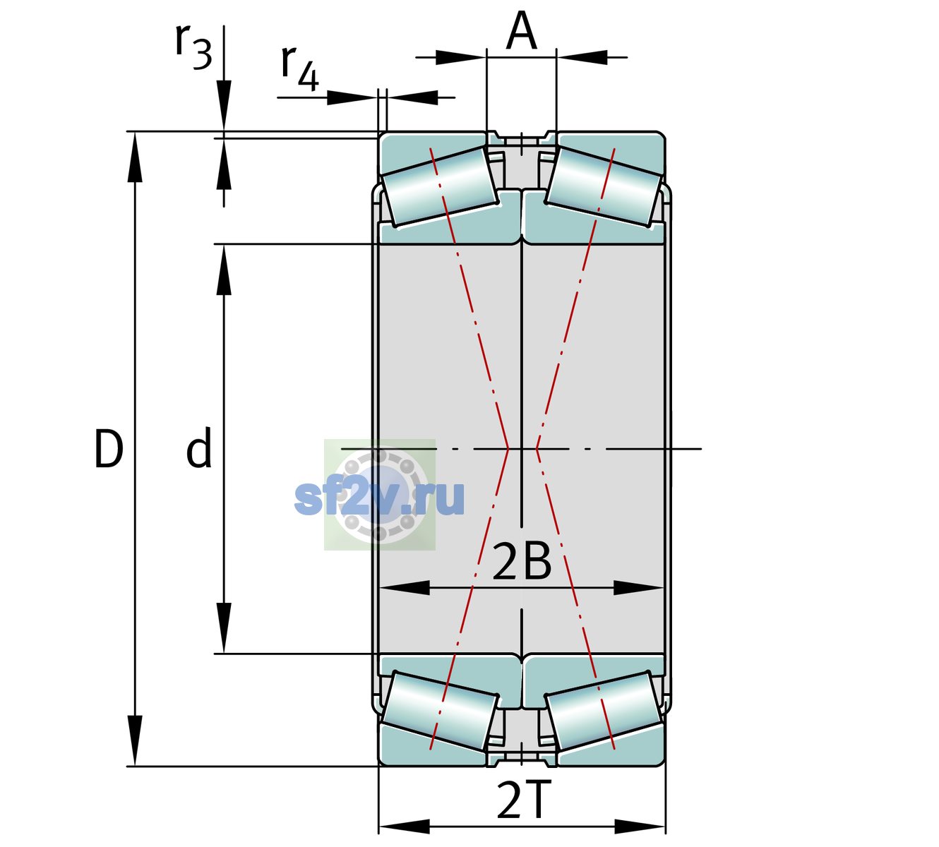Схема подшипника 31318-XL-DF-A0-35