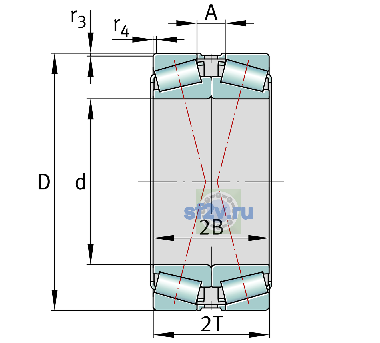 Схема подшипника 31322-X-DF-A70-90