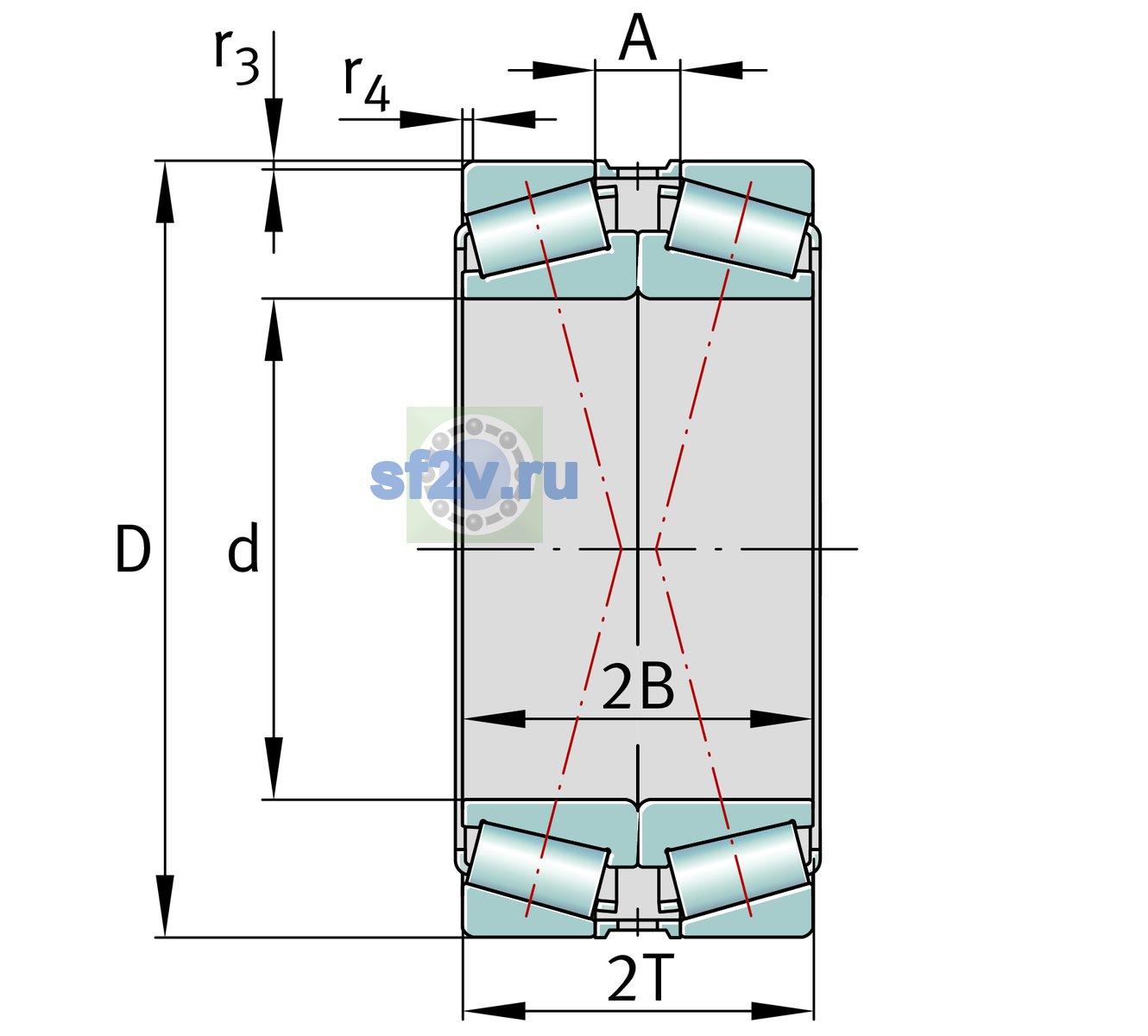 Схема подшипника 31322-X-XL-DF-A0-50