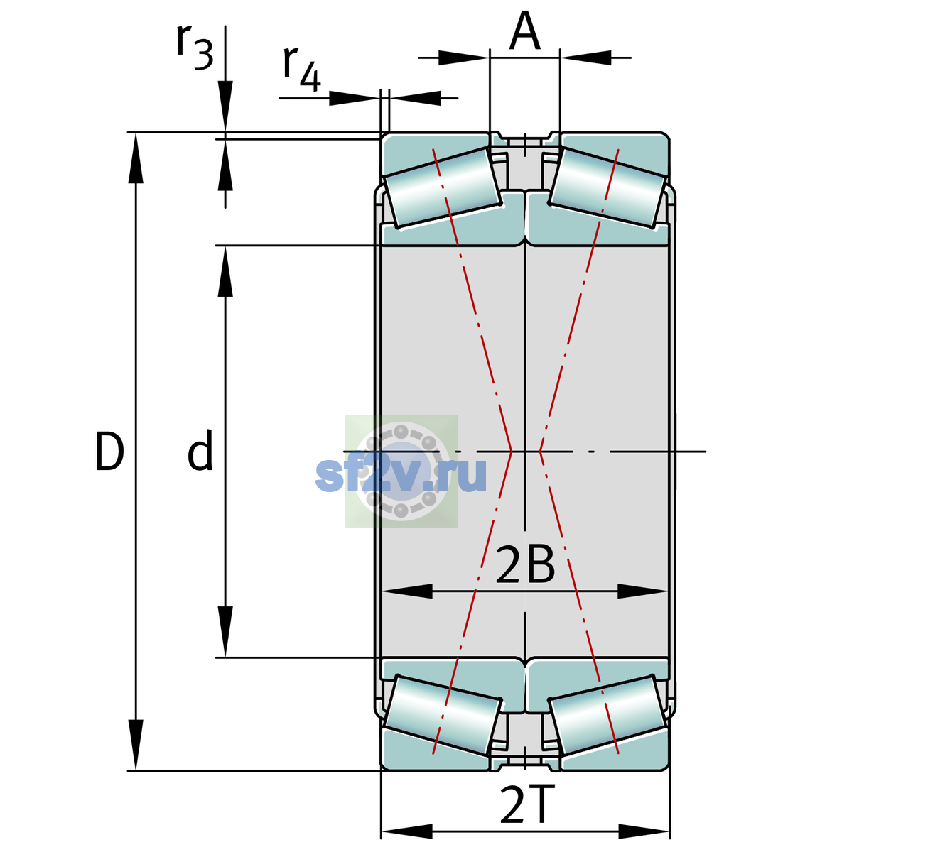 Схема подшипника 31324-X-DF-A0-60