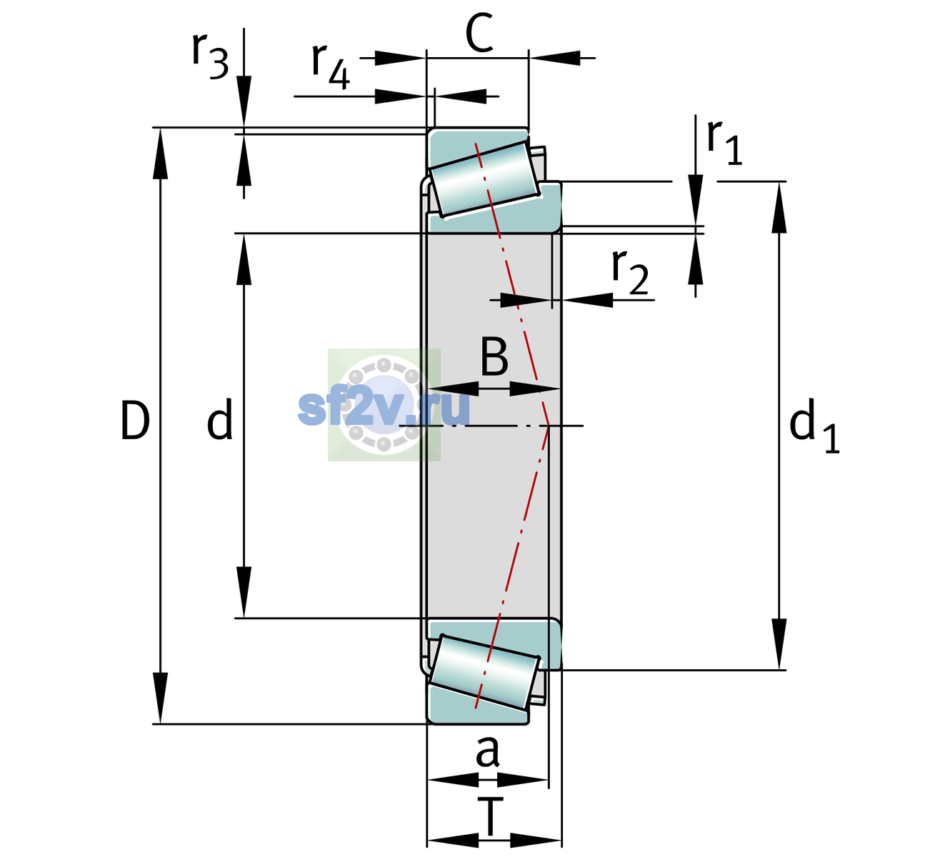 Схема подшипника 31328-X-XL-J30PC