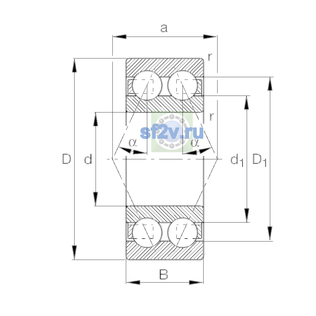 Схема подшипника 3200-BB-TVH