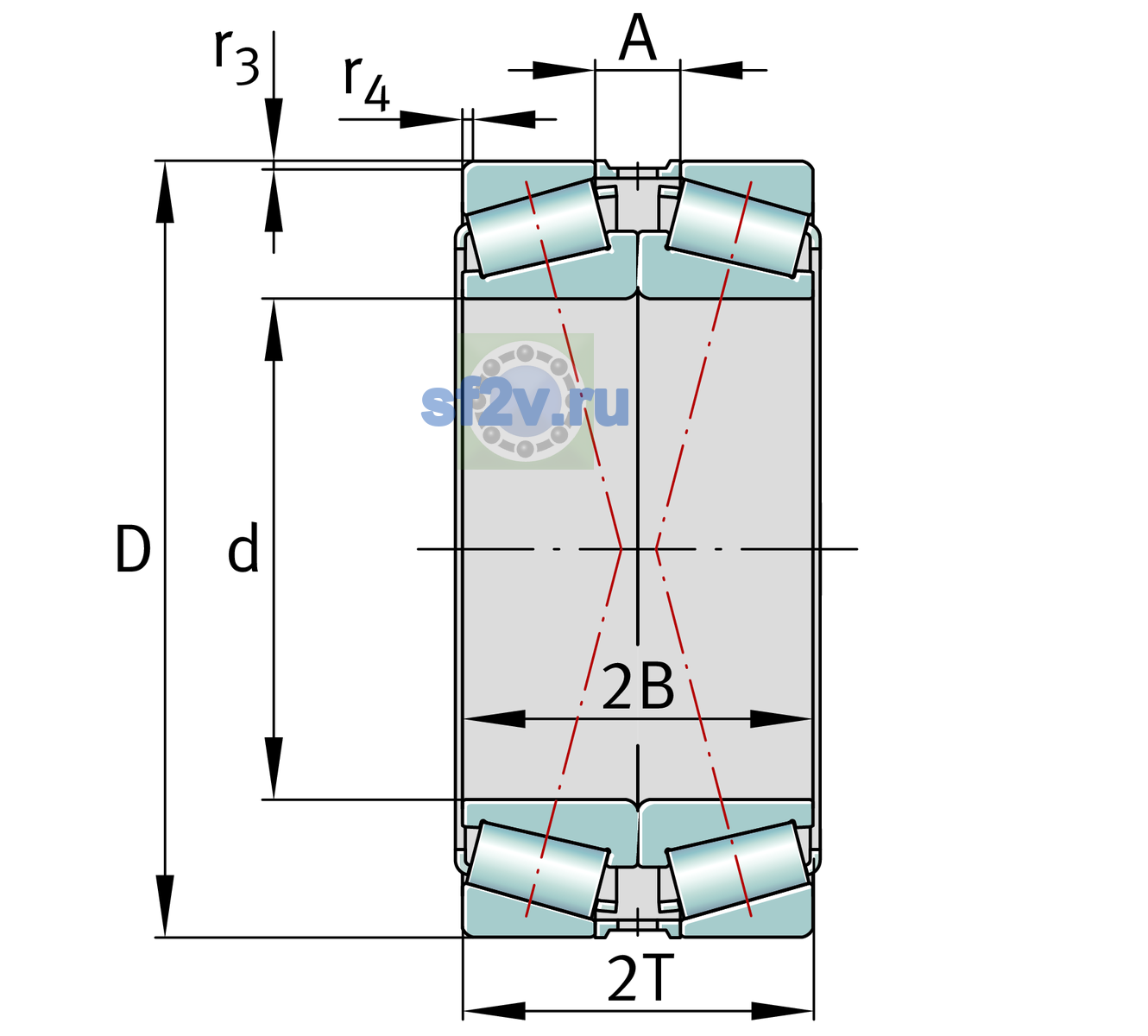 Схема подшипника 32011-X-XL-DF-A0-30