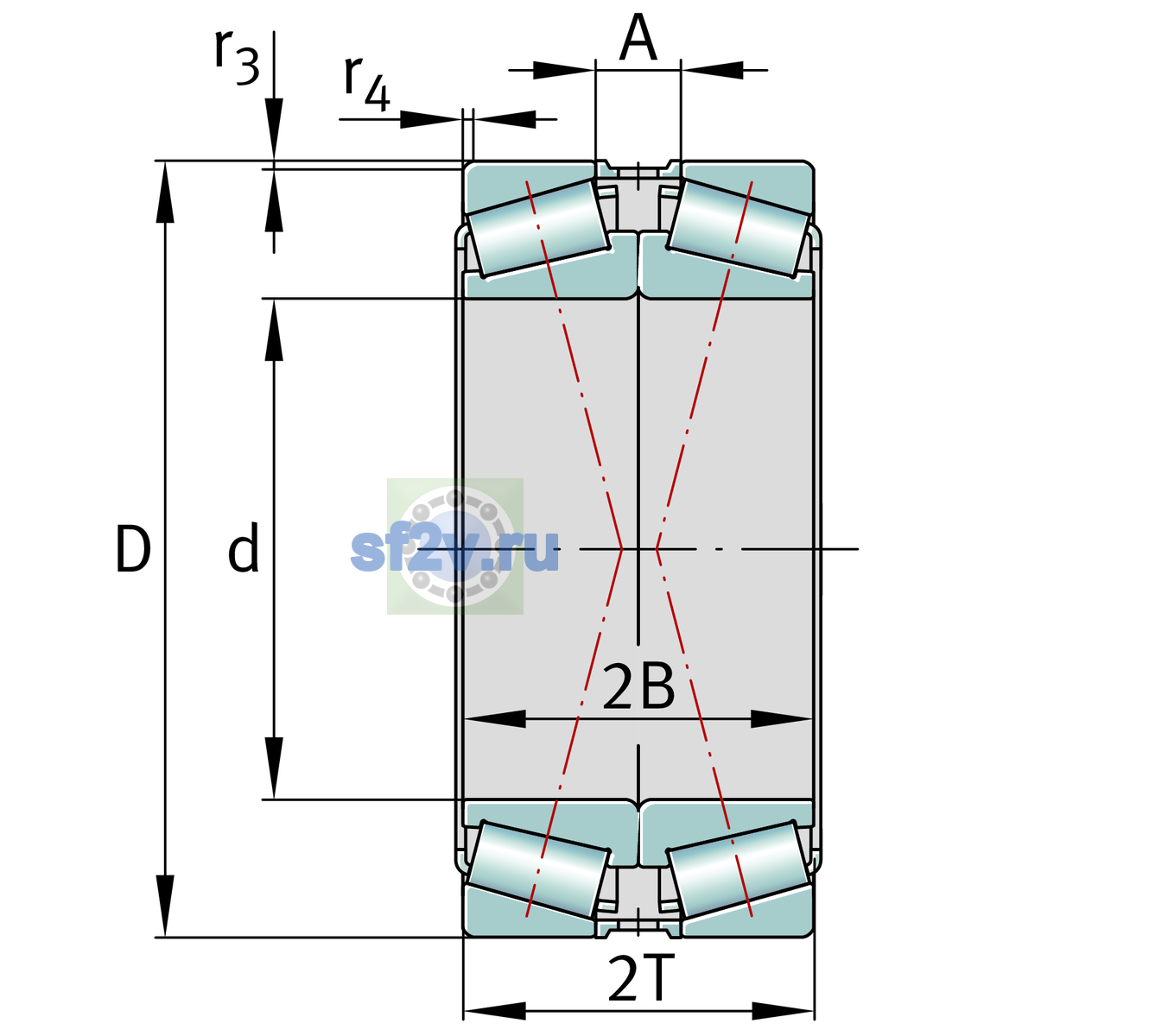 Схема подшипника 32011-X-XL-DF-A90-120
