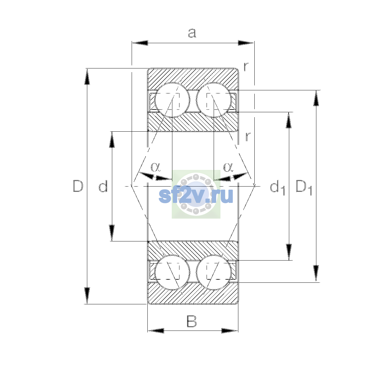 Схема подшипника 3202-BD-XL-C3