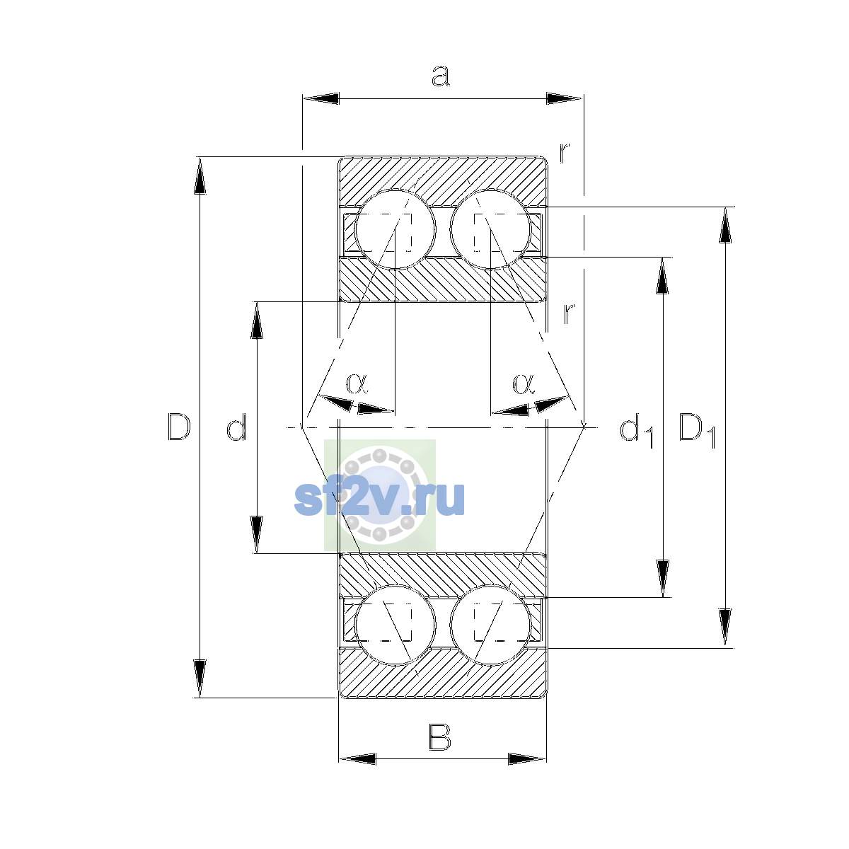 Схема подшипника 3202-BD-XL-TVH