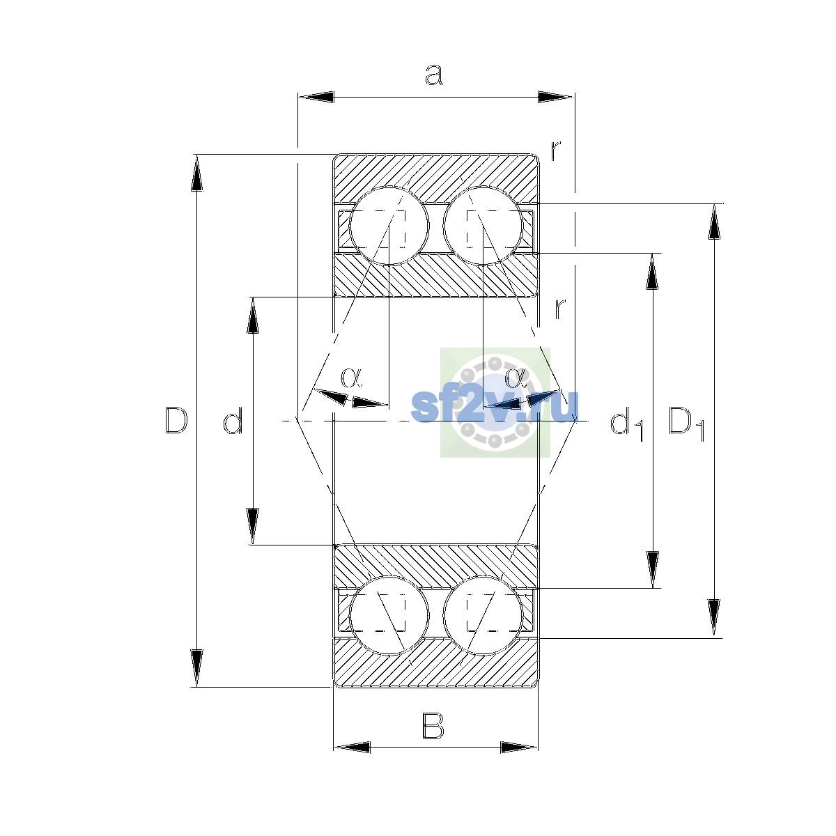 Схема подшипника 3202-BD-XL-TVH-C3