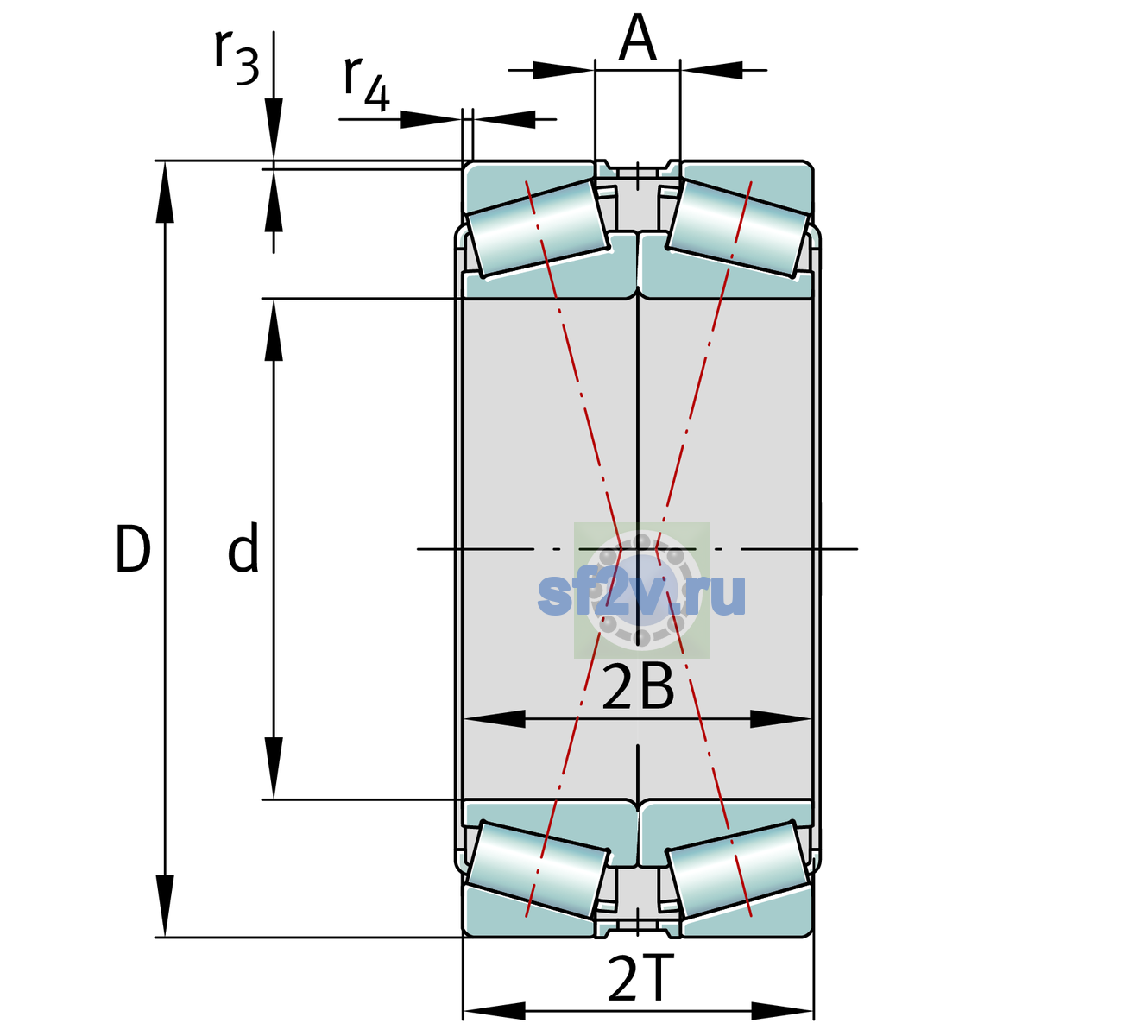 Схема подшипника 32020-X-XL-DF-A0-35