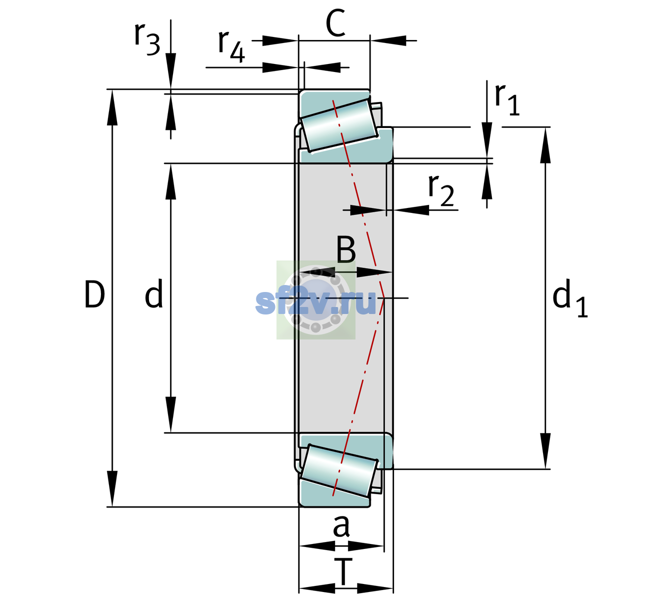 Схема подшипника 32021-X-XL-S1