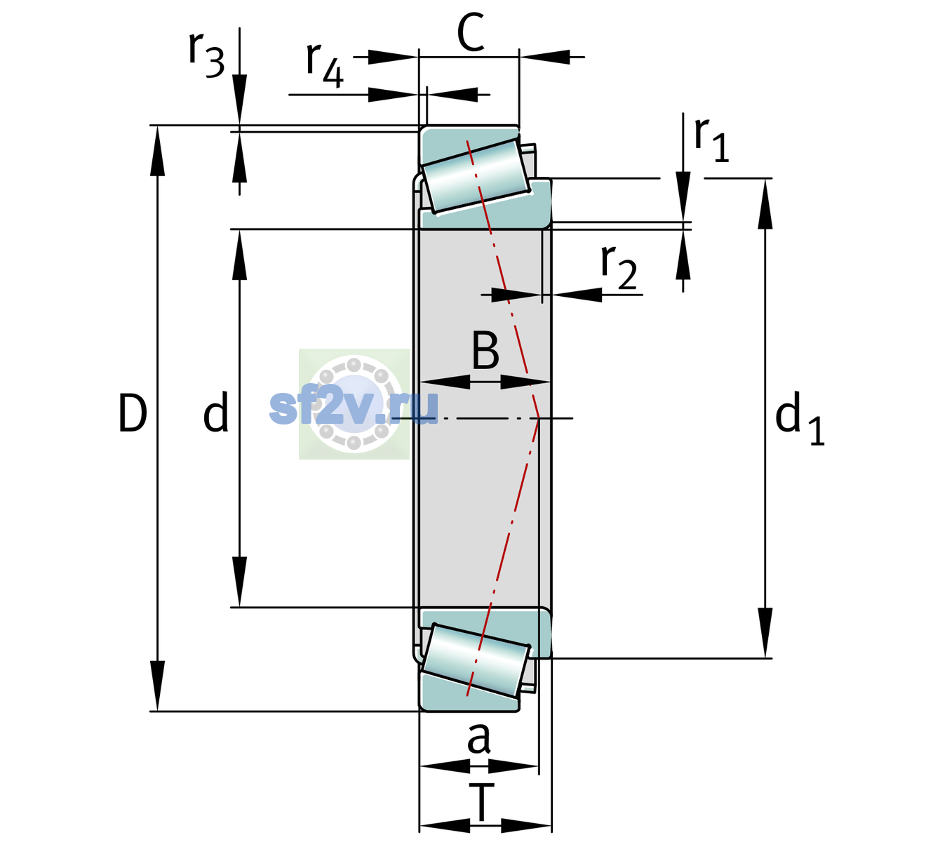 Схема подшипника 32021-X-XL>A