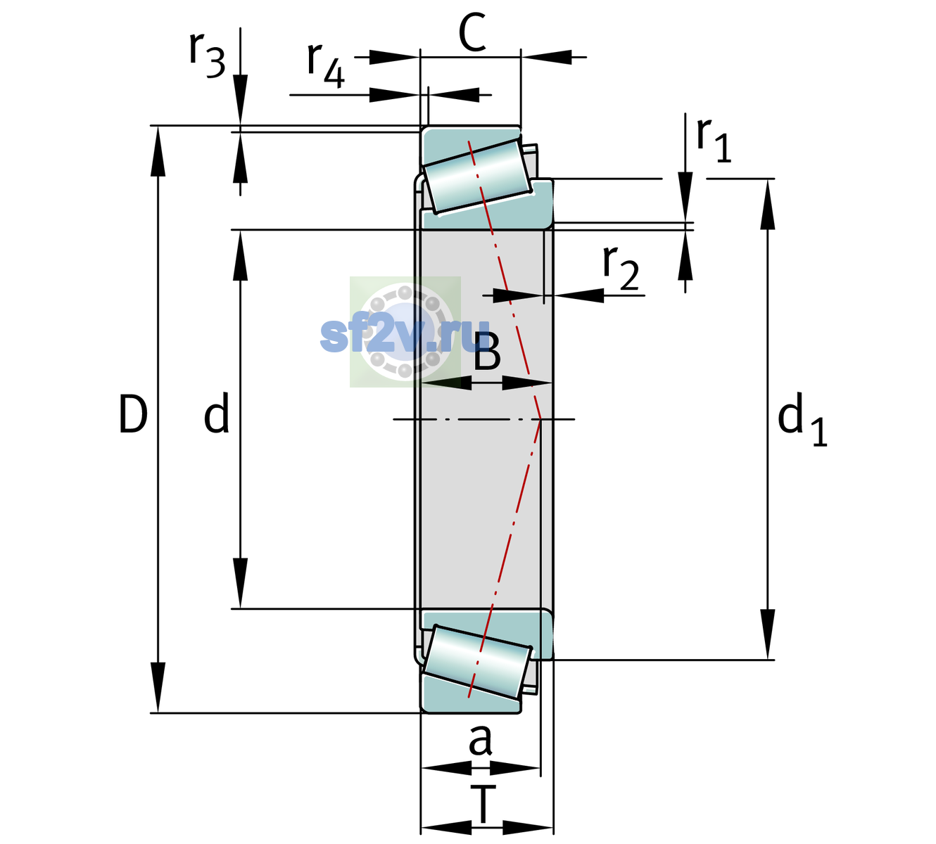 Схема подшипника 32022-X-XL-P5