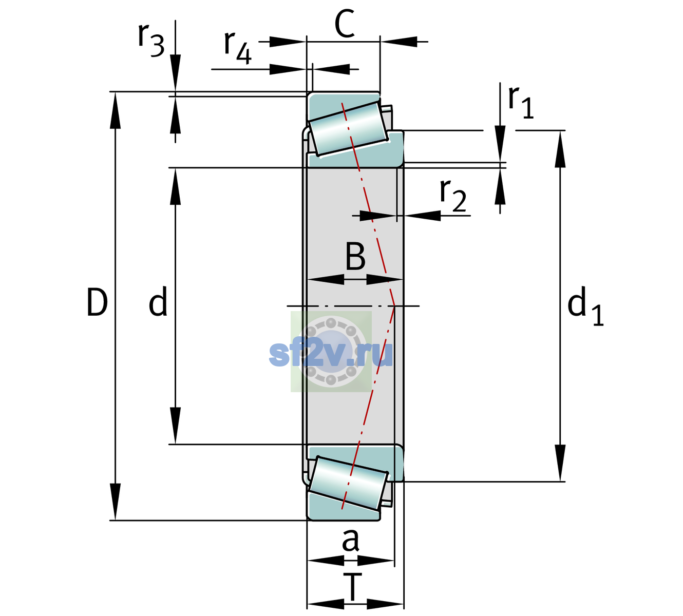 Схема подшипника 32026-X-XL>B