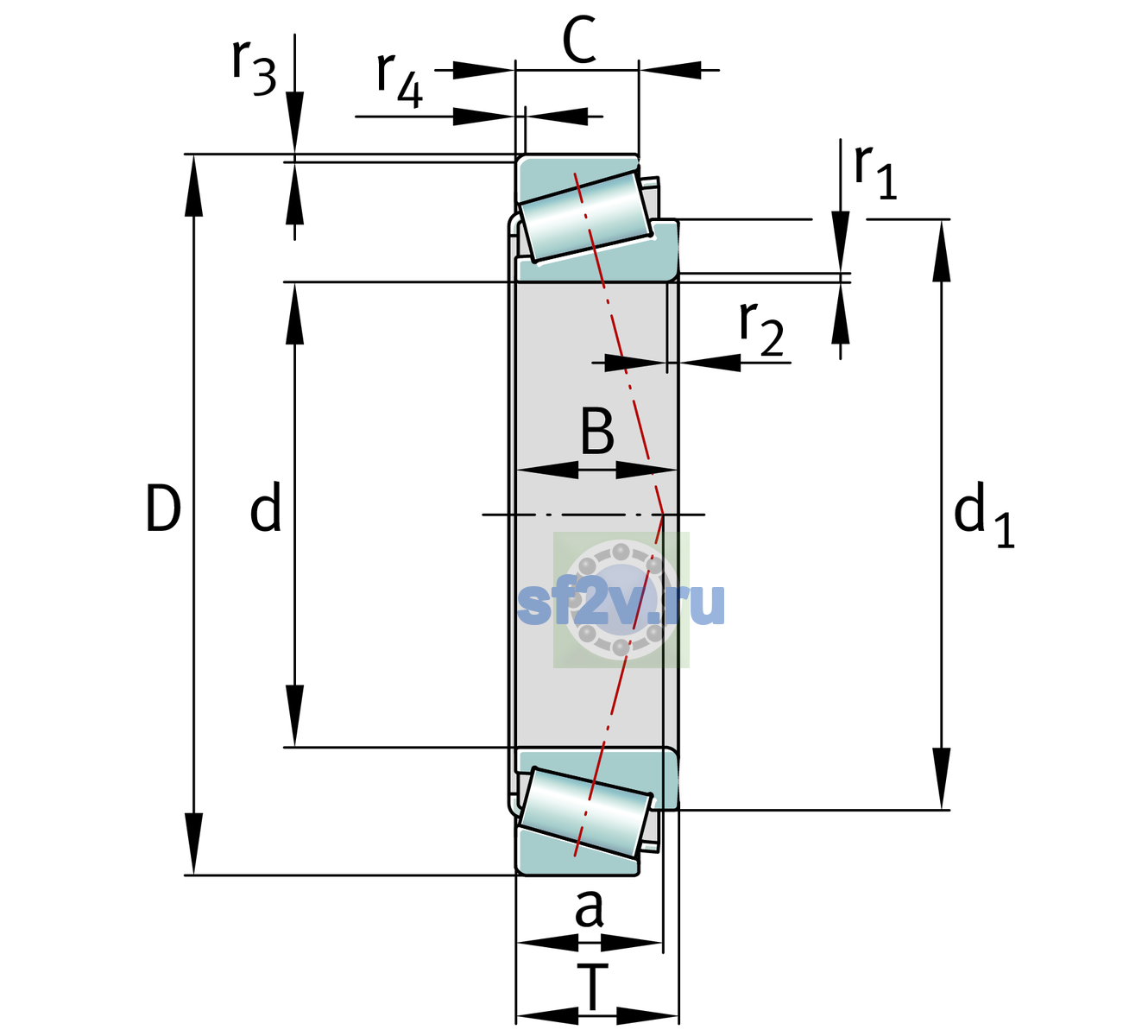 Схема подшипника 32028-X-XL-P5