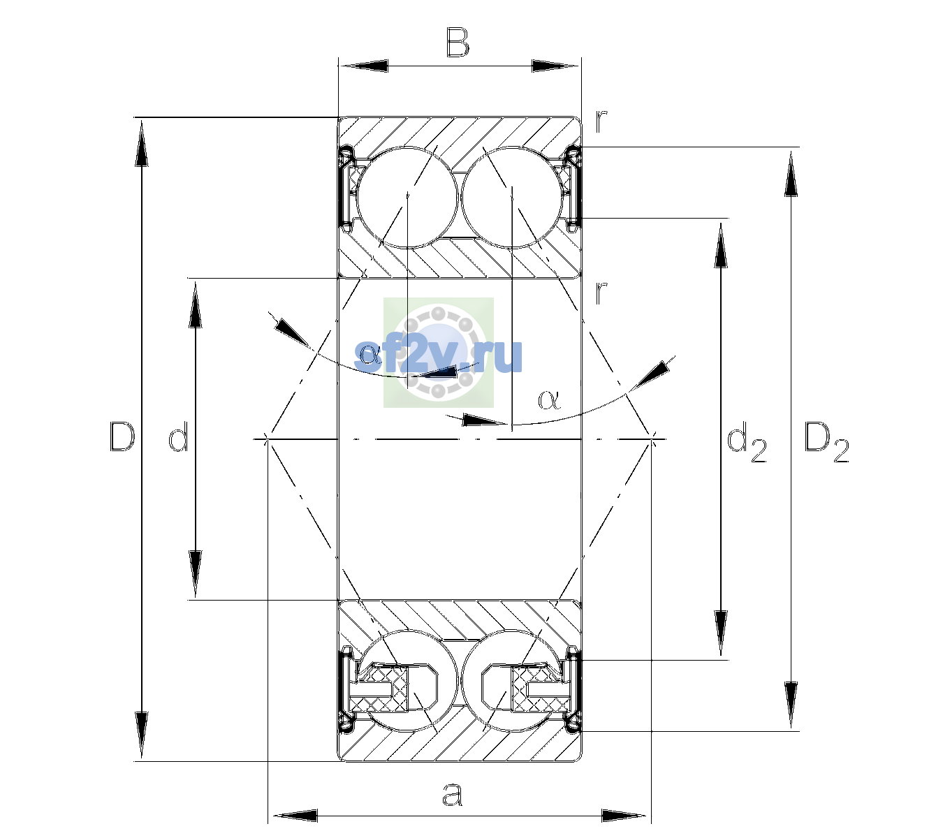 Схема подшипника 3203-BD-XL-2Z
