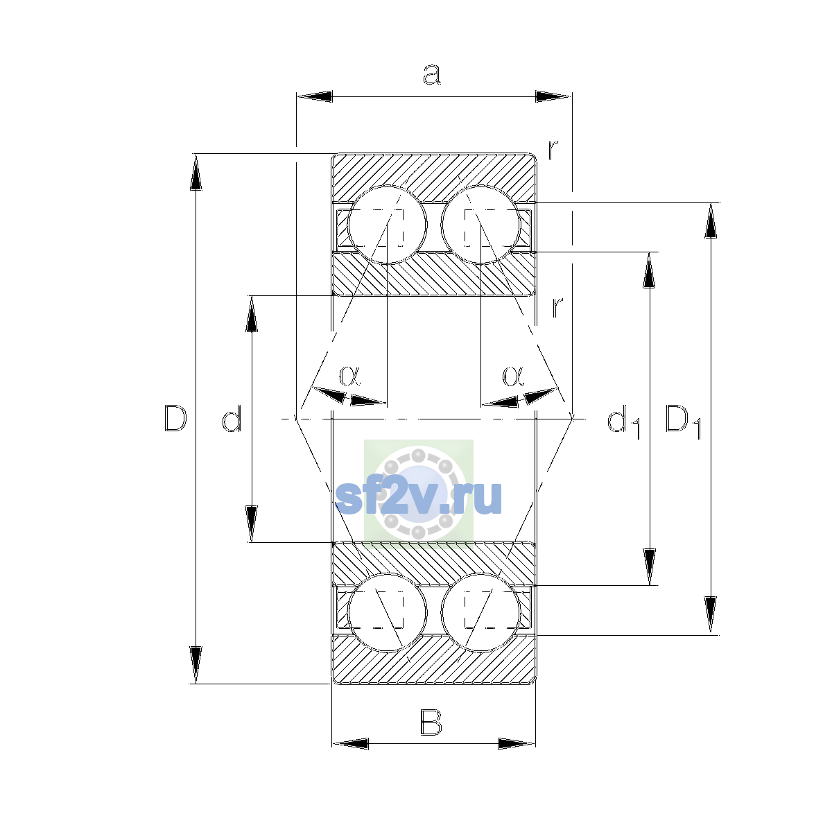 Схема подшипника 3203-BD-XL-TVH-C3