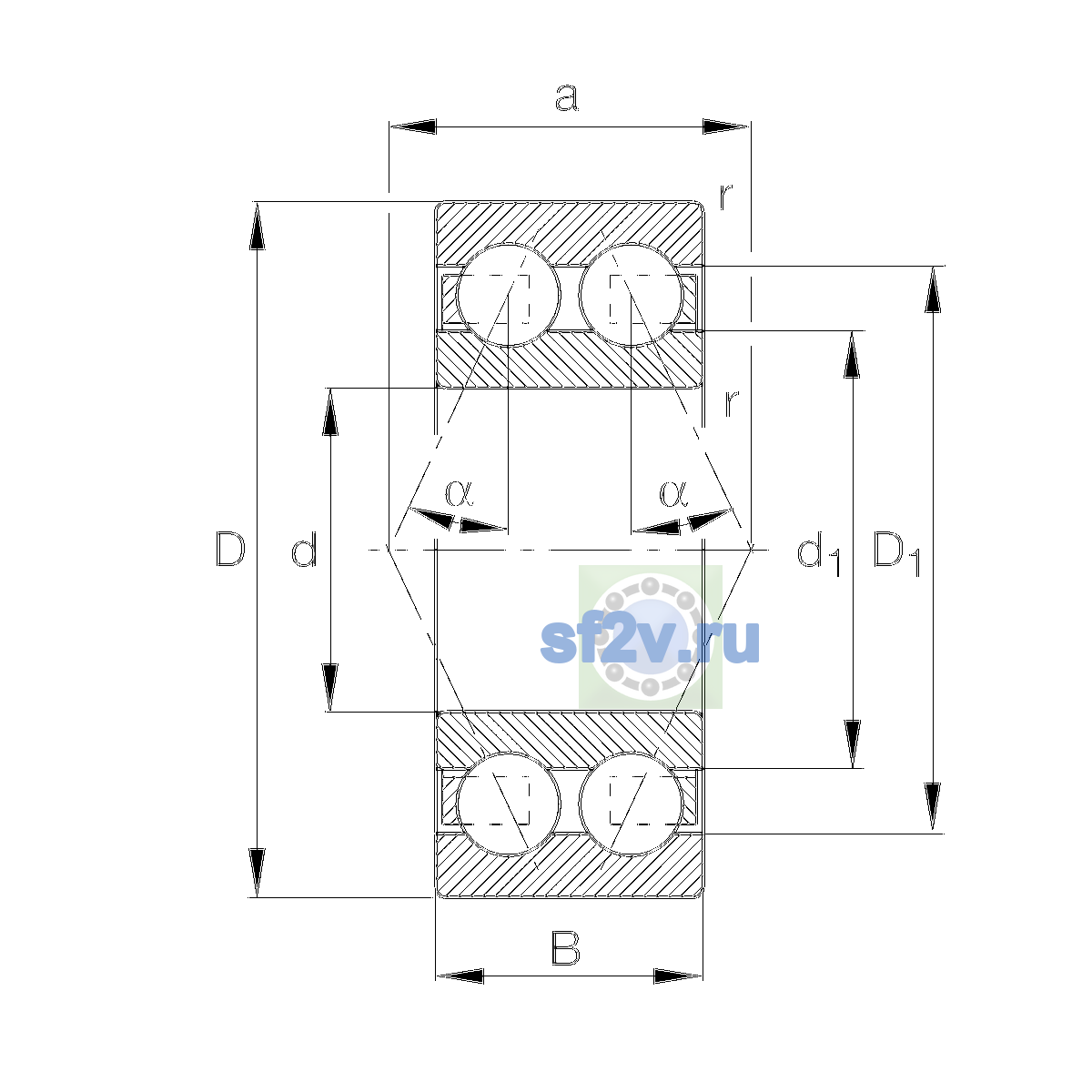 Схема подшипника 3203-BD-XL-TVH-L285