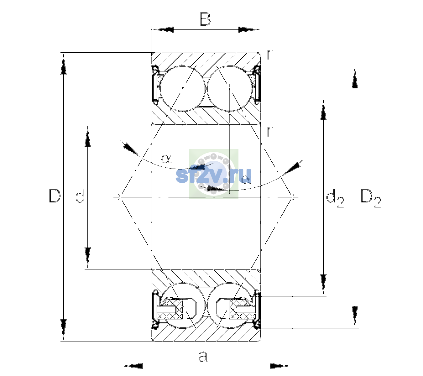 Схема подшипника 3203-BD-XL-Z-TVH
