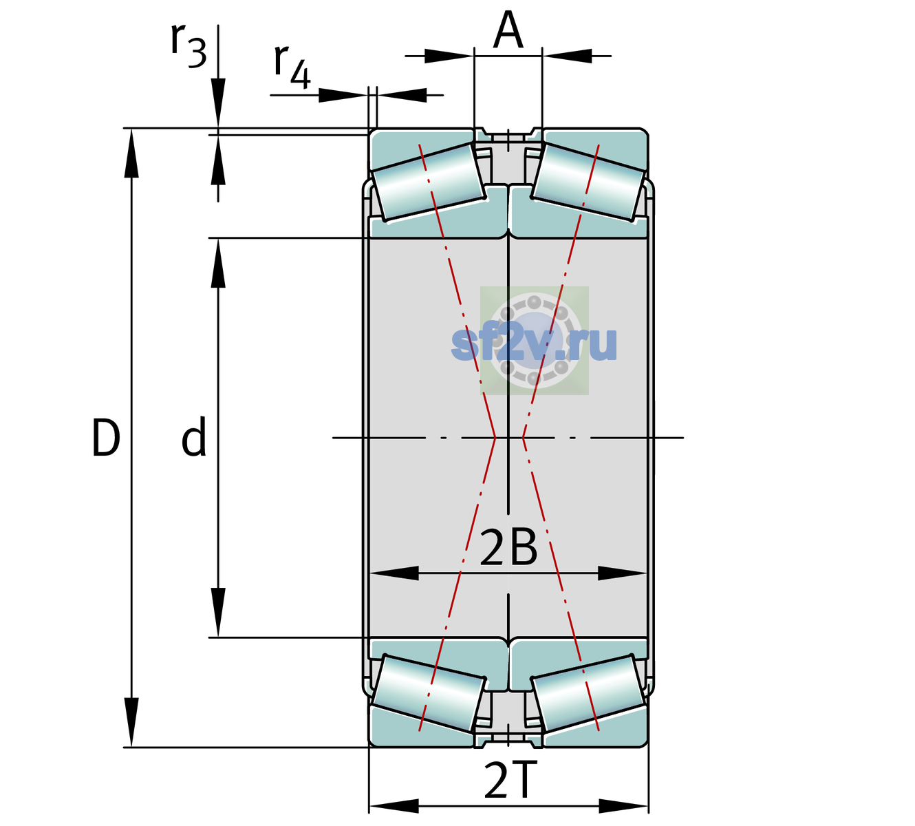 Схема подшипника 32030-X-XL-DF-A170-210