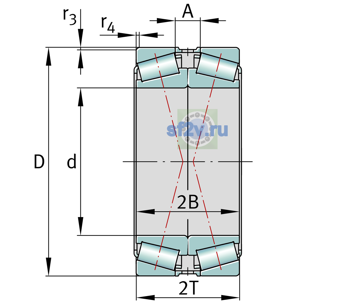 Схема подшипника 32032-X-XL-DF-A230-270