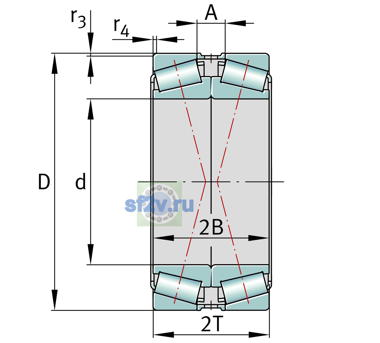 Схема подшипника 32034-X-XL-DF-A230-270