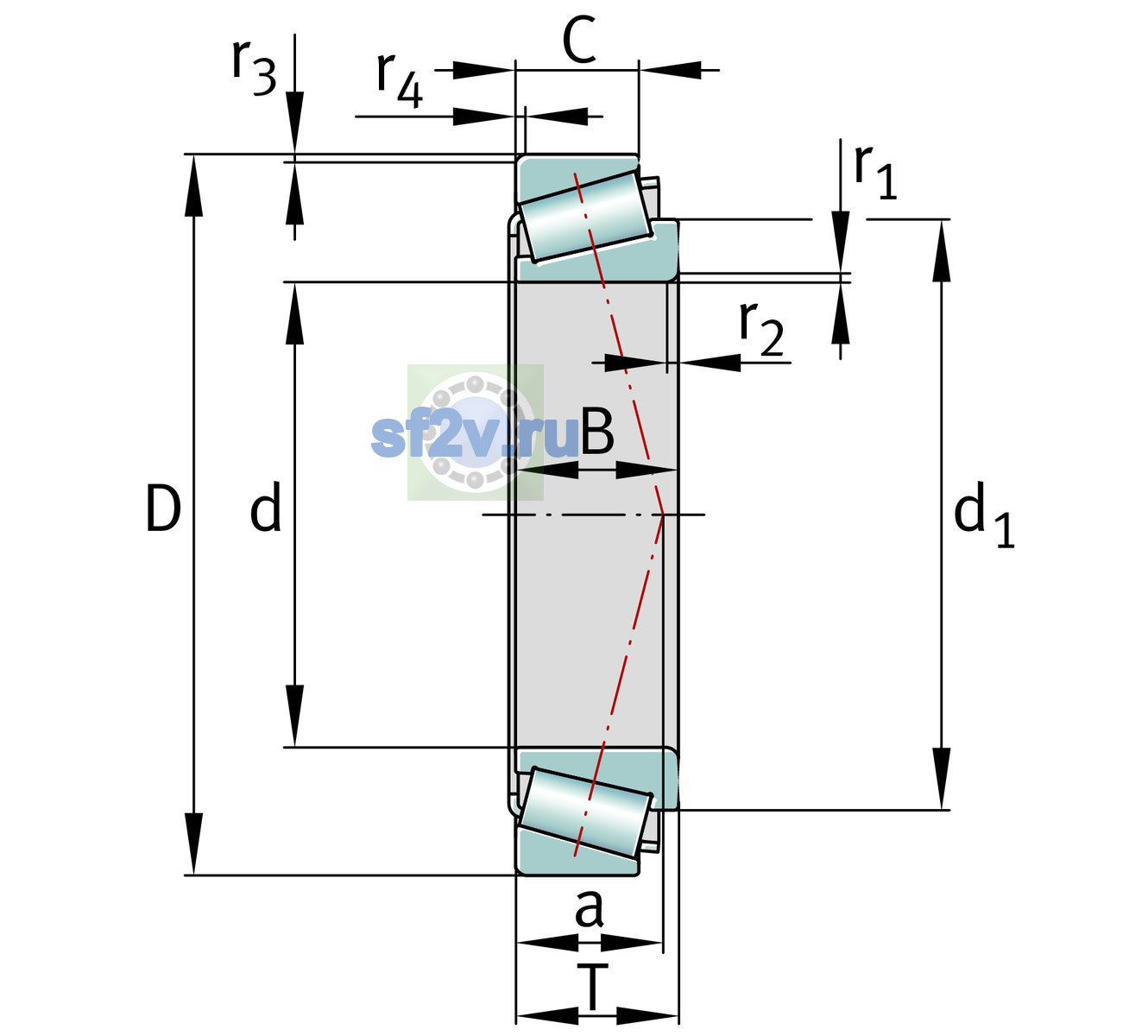 Схема подшипника 32034-X-XL-J30PC