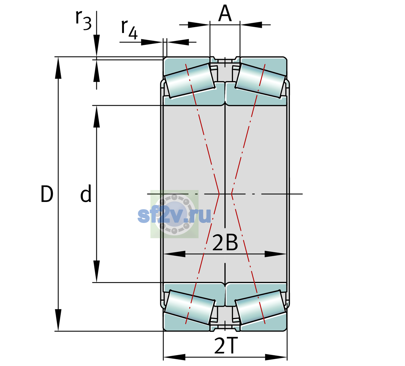 Схема подшипника 32038-X-XL-DF-A80-120