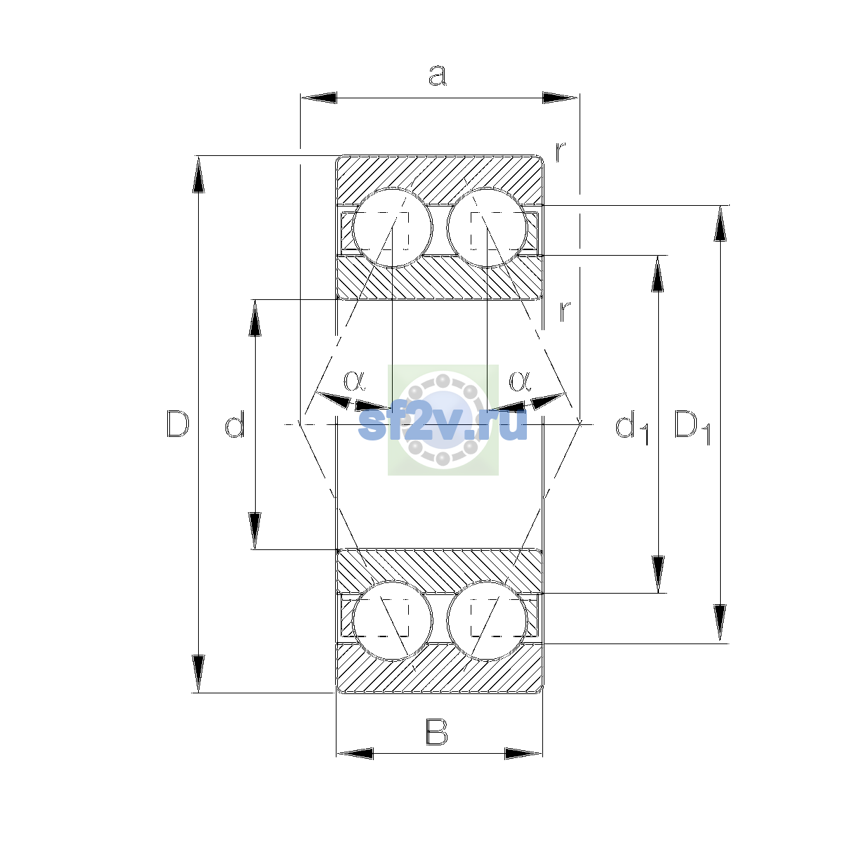 Схема подшипника 3204-BD-XL-C3