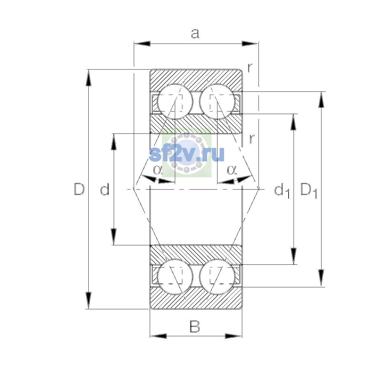 Схема подшипника 3204-BD-XL-TVH