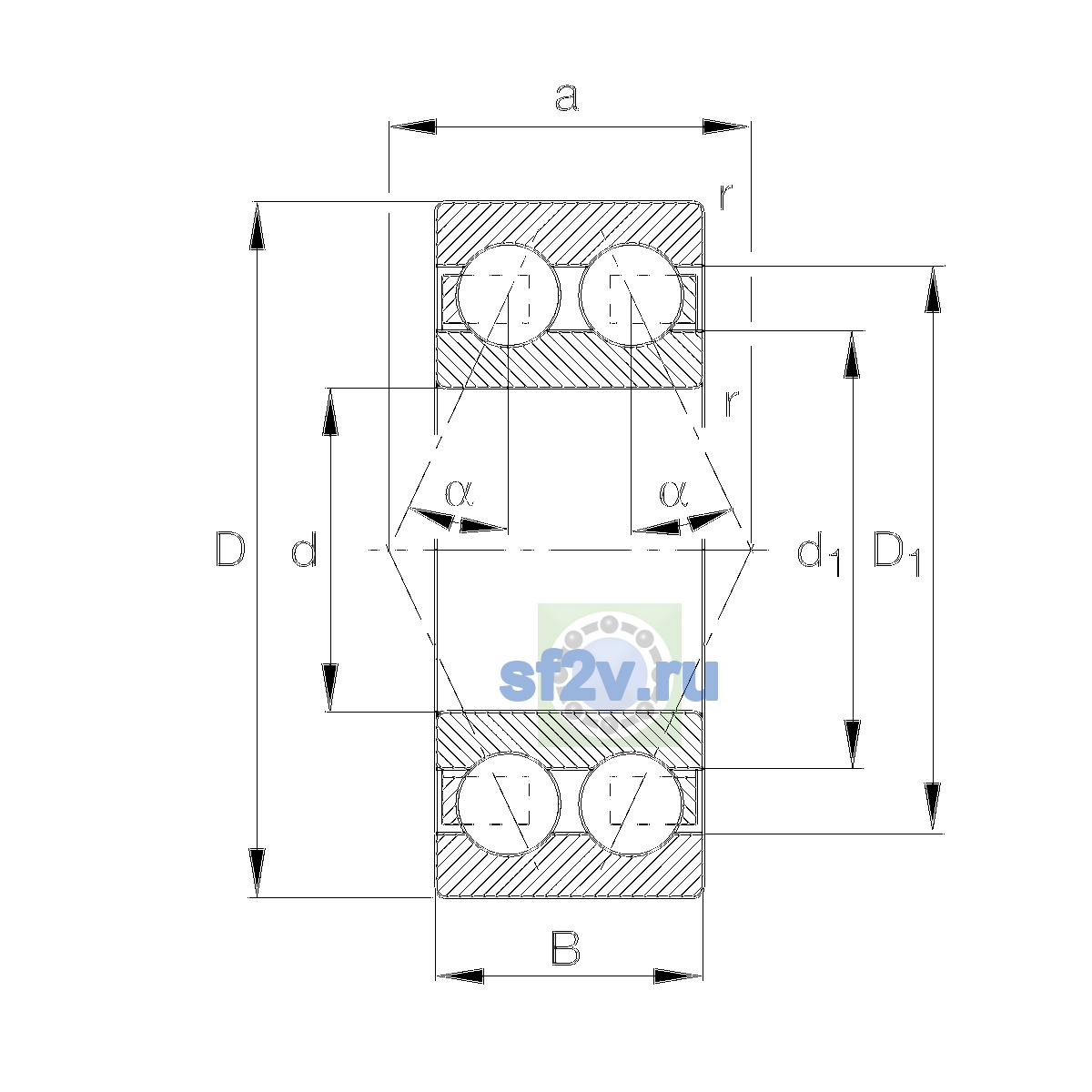 Схема подшипника 3204-BD-XL-TVH-C2