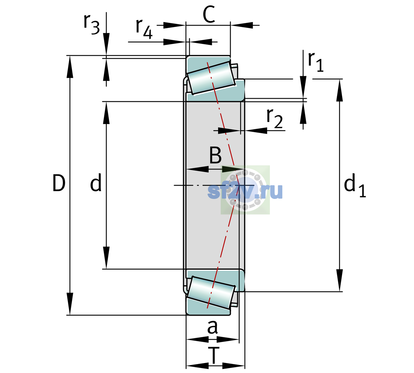 Схема подшипника 32040-X-XL>A