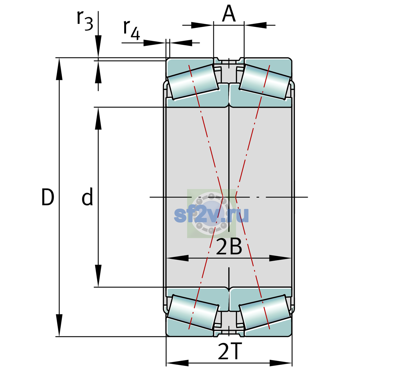 Схема подшипника 32044-X-XL-DF-A0-50