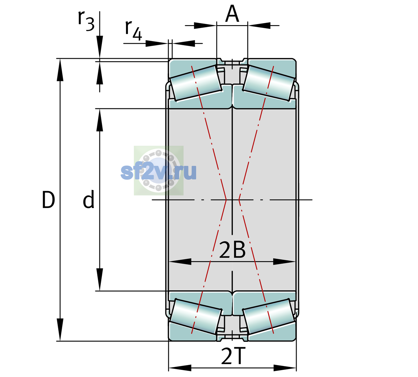 Схема подшипника 32044-X-XL-DF-A100-150