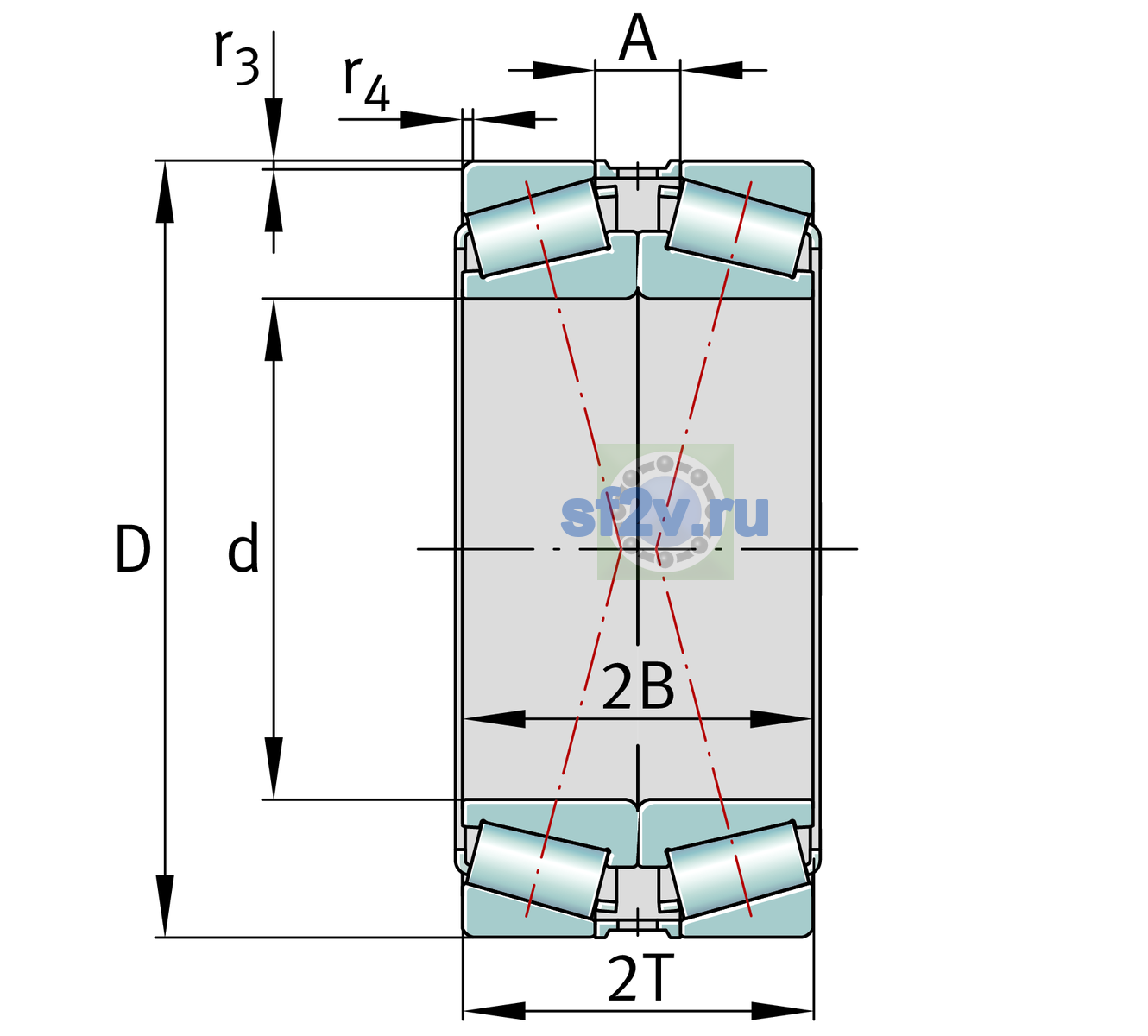 Схема подшипника 32044-X-XL-DF-A195-245