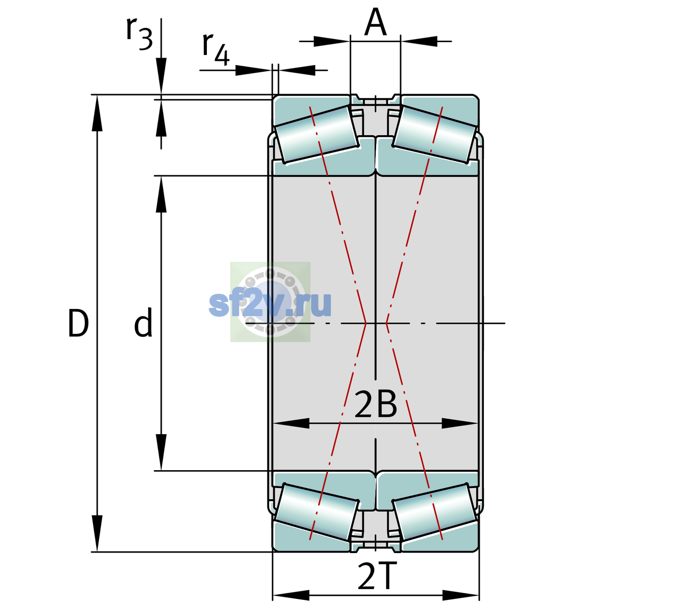 Схема подшипника 32044-X-XL-DF-A700-750