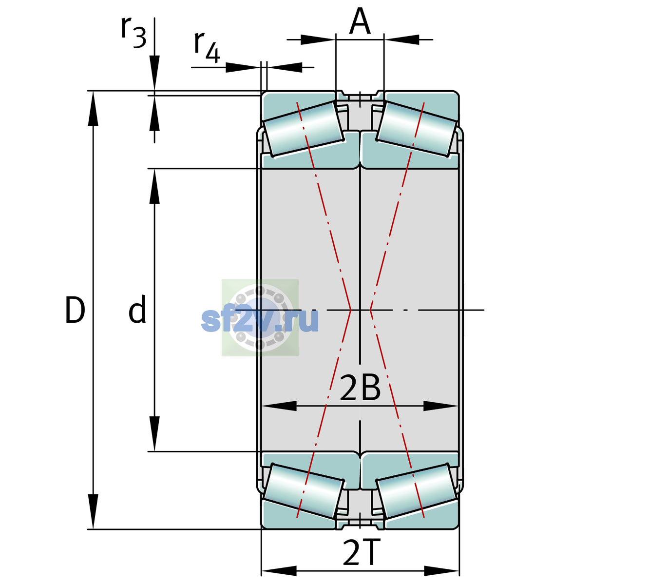 Схема подшипника 32044-X-XL-DF-J30PC-A450-500